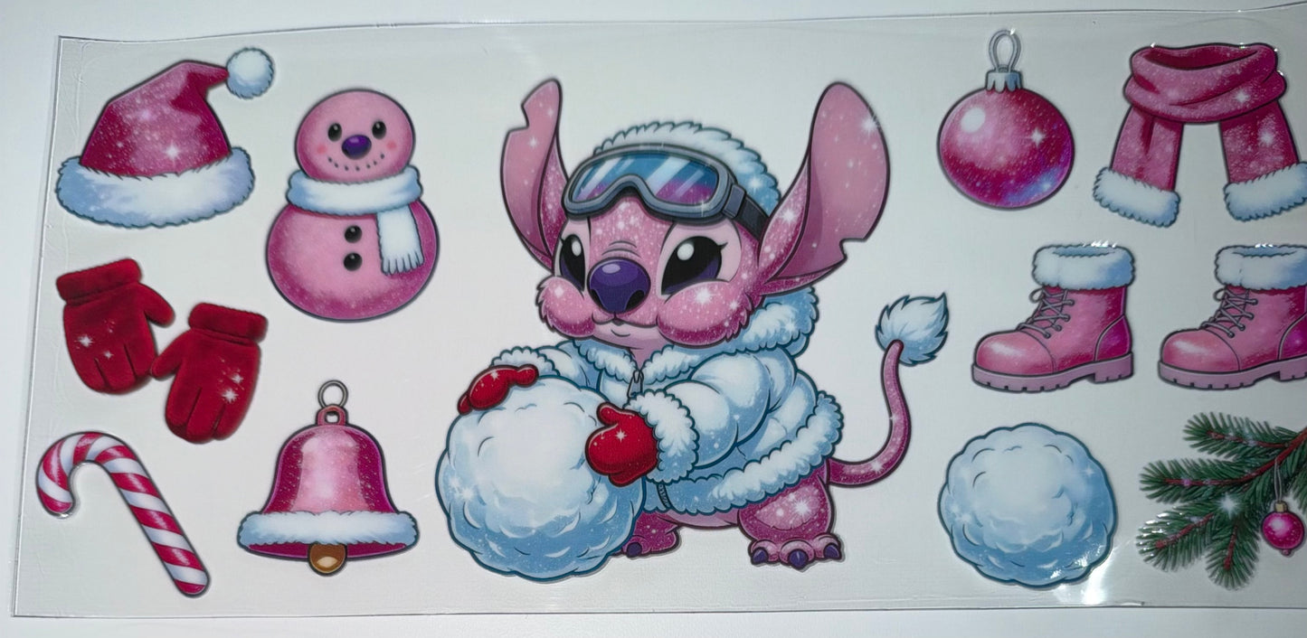 Pink Girl Snowball - 16oz UV DTF Cup Wrap
