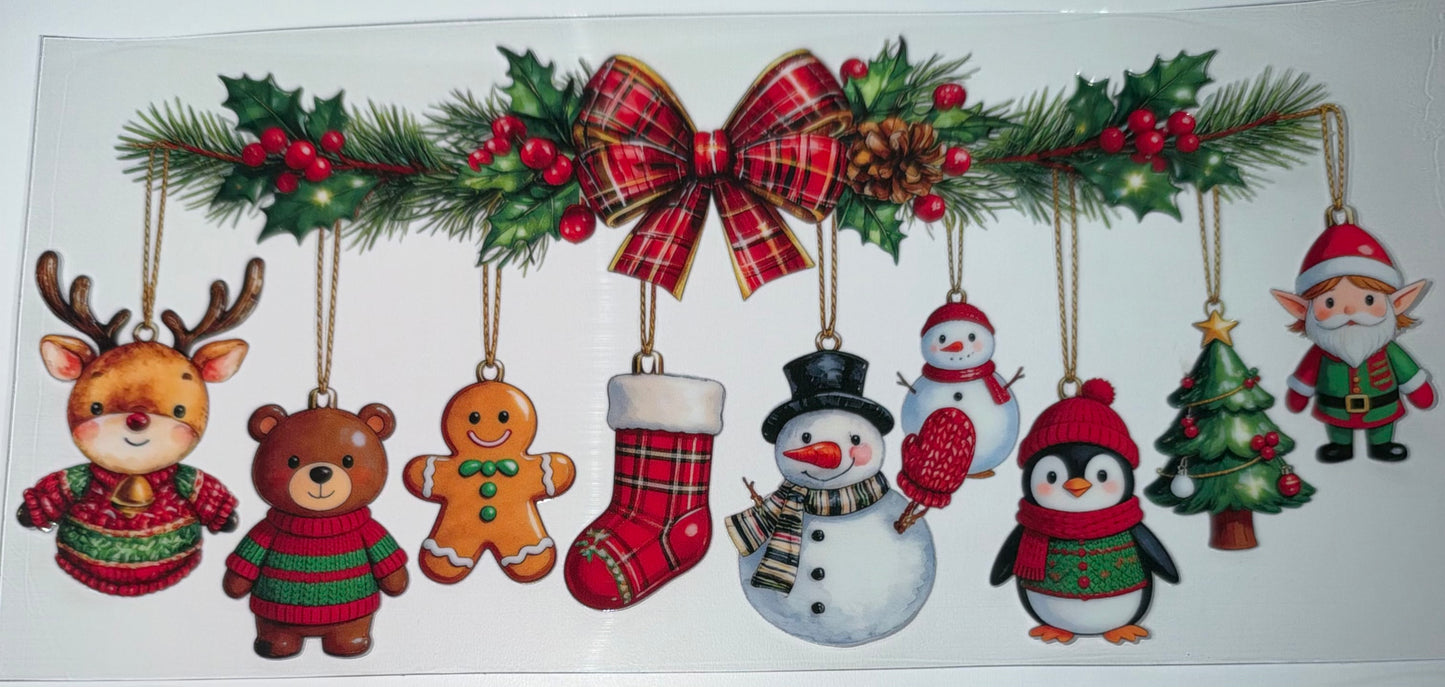 Ornaments Bow - 16oz UV DTF Cup Wrap