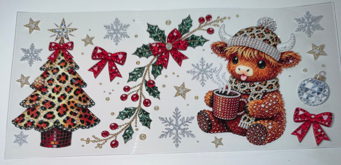 Faux Bling Cow - 16oz UV DTF Cup Wrap