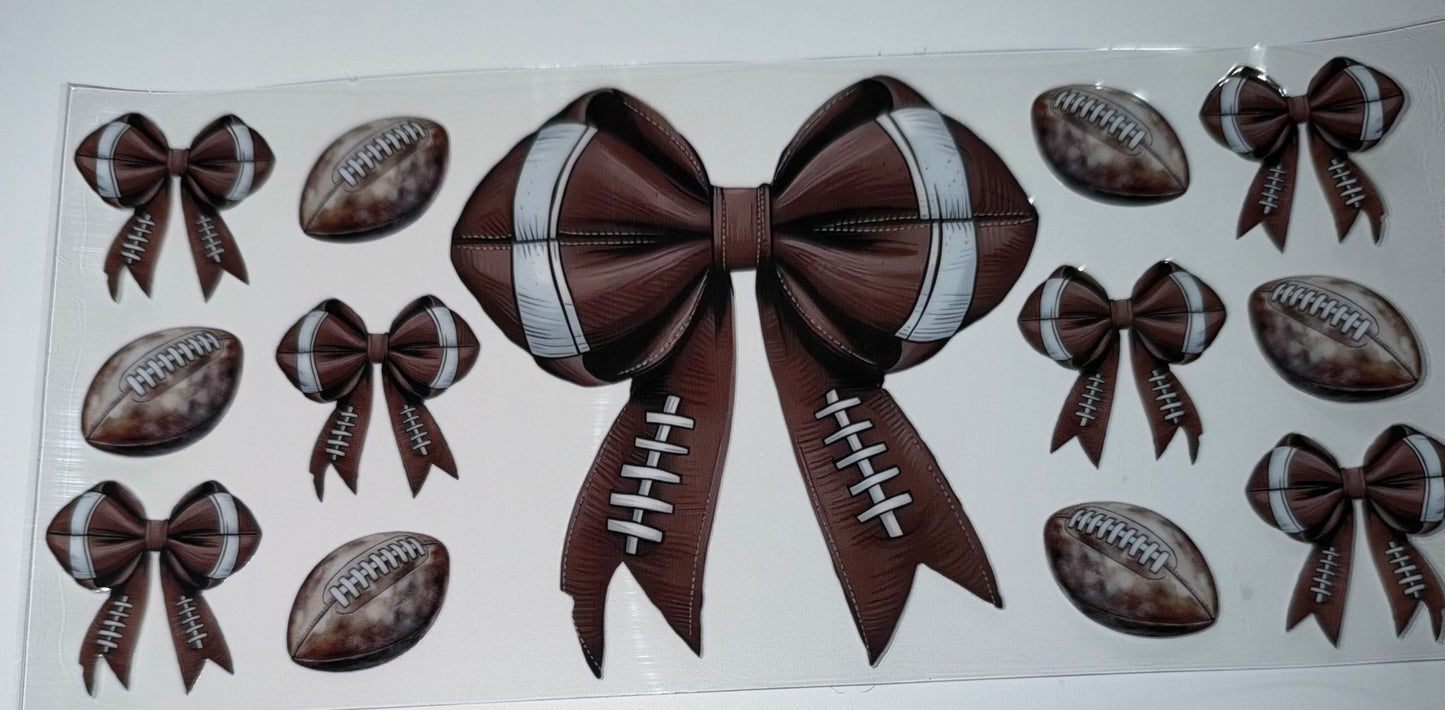 Football Bow - 16oz UV DTF Cup Wrap