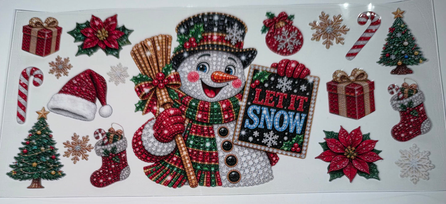 Bling Let it Snow - 16oz UV DTF Cup Wrap