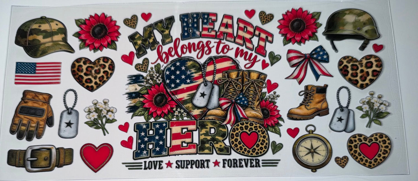 Belongs to Hero - 16oz UV DTF Cup Wrap