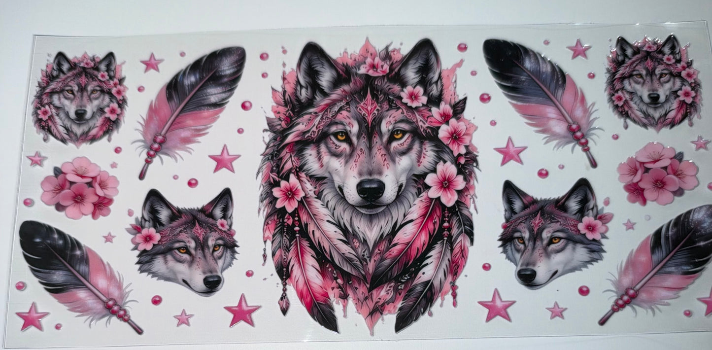 Pink Wolfs - 16oz UV DTF Cup Wrap