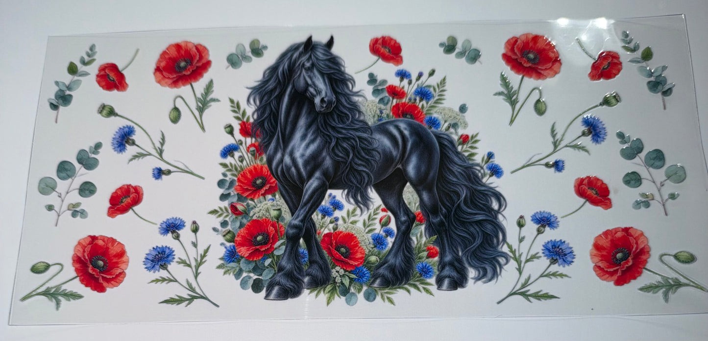 Black Horse - 16oz UV DTF Cup Wrap