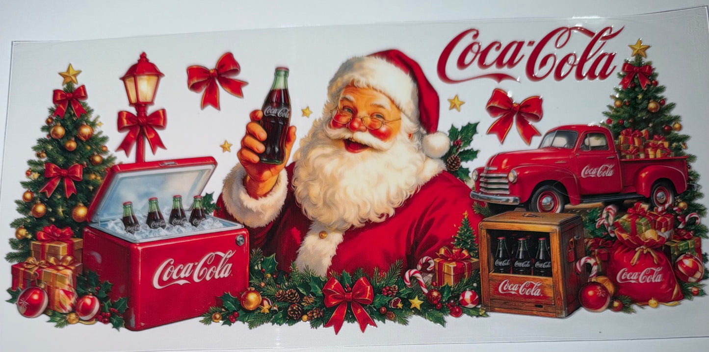 Smiling Santa Cok Red Truck - 16oz UV DTF Cup Wrap