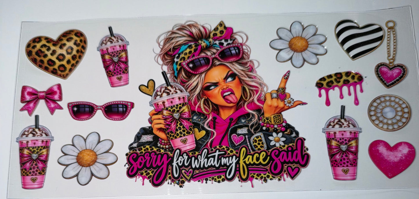 Flip off Leo Doll Face Said - 16oz UV DTF Cup Wrap