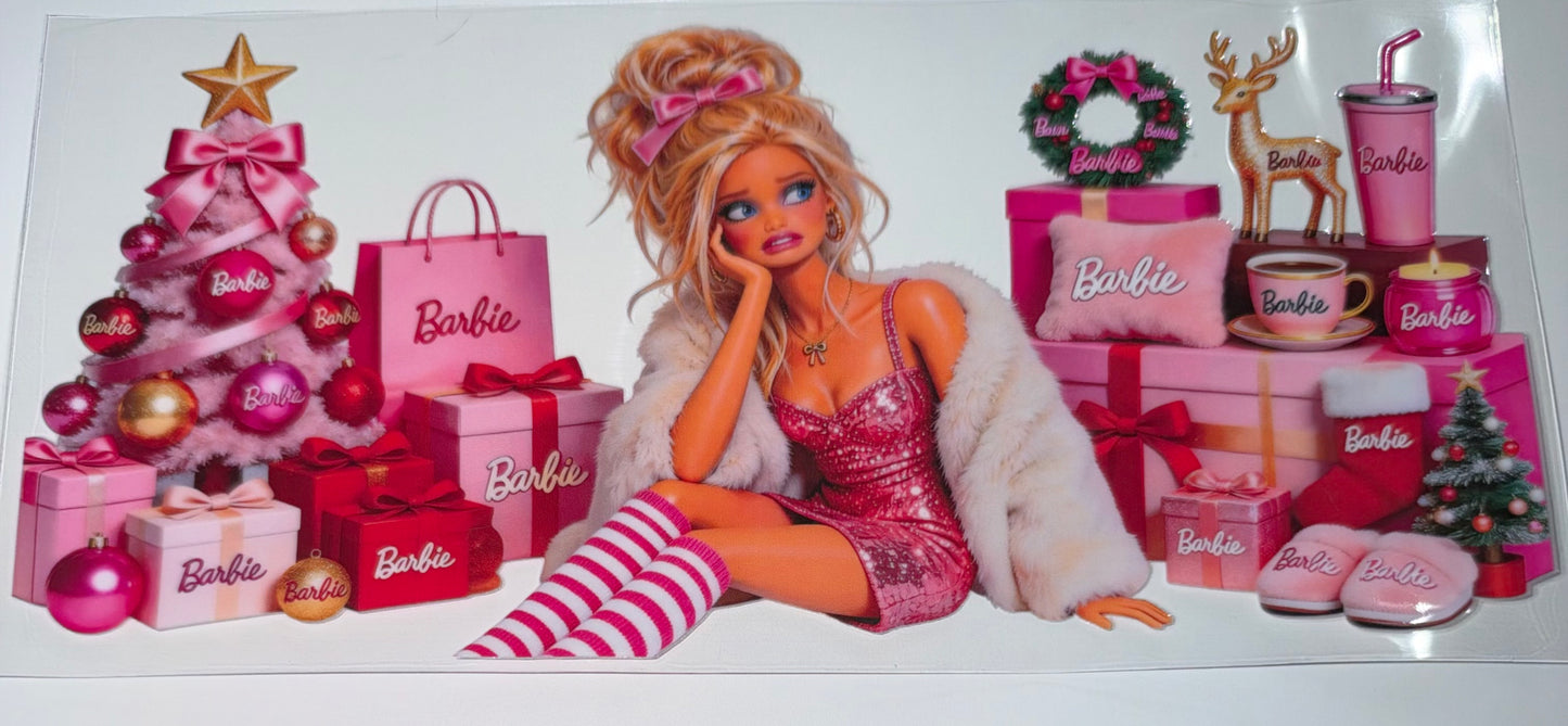 SParkly Pink Dress Doll - 16oz UV DTF Cup Wrap
