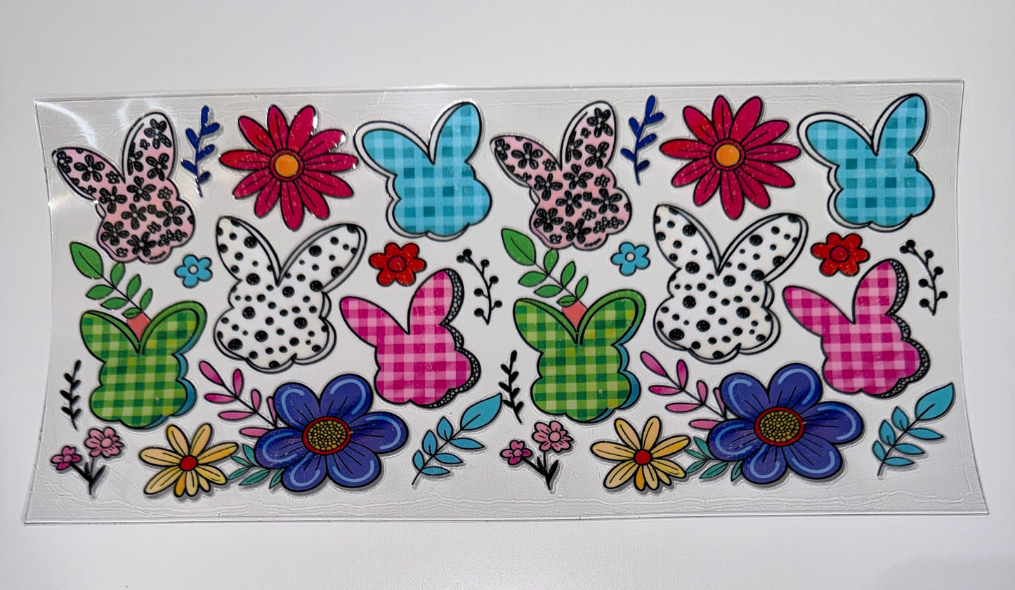 Multi Pattern Bunny Head - UV DTF Cup Wrap