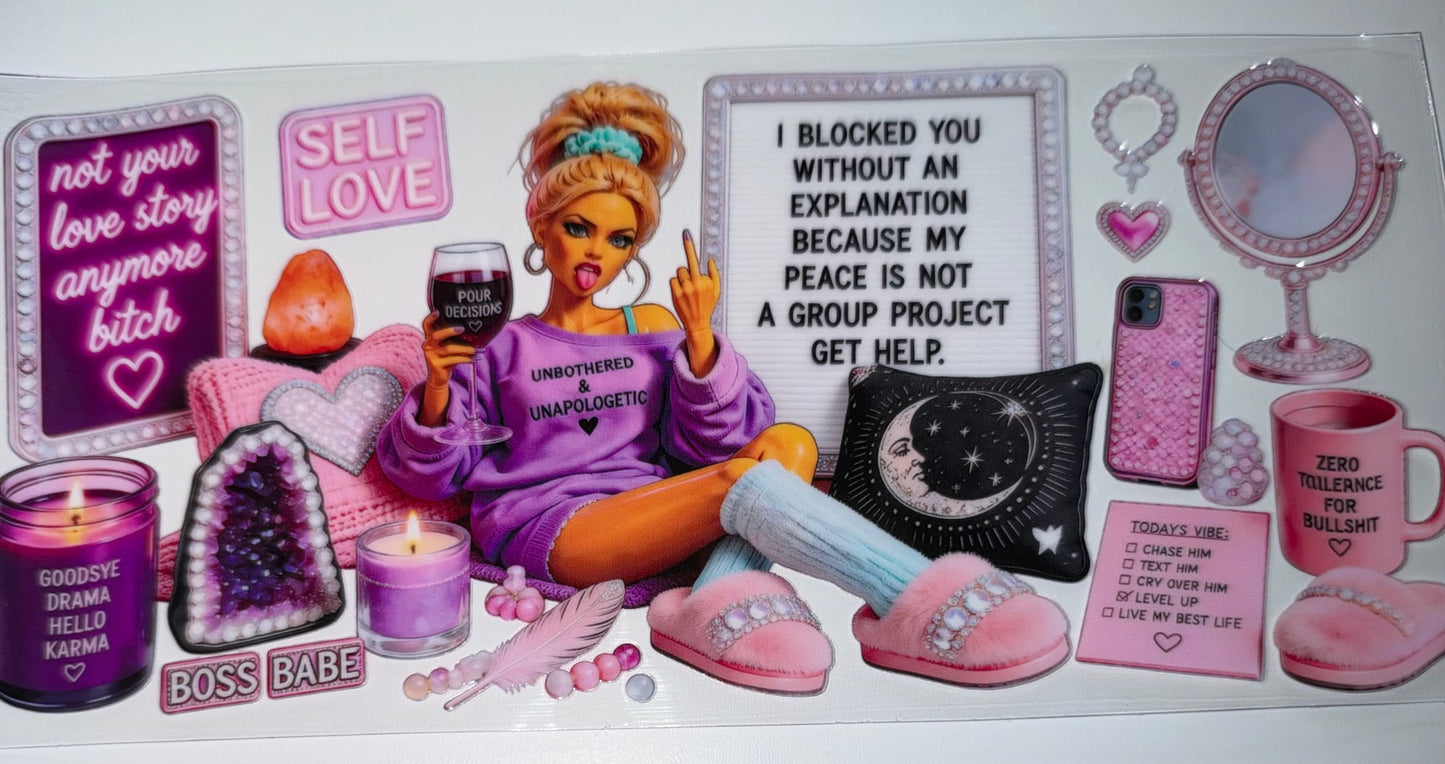 Self Love Doll - 16oz UV DTF Cup Wrap