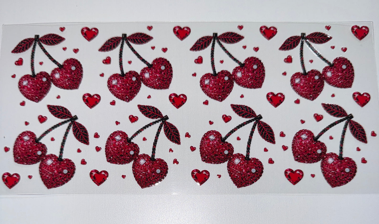 Faux Bling Cherries - 16oz Uv DTF Cup Wrap