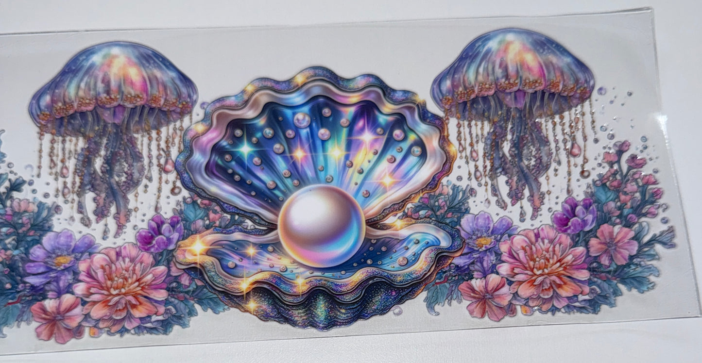 Clam Shell Jelly Fish - 16oz Uv DTF Cup Wrap