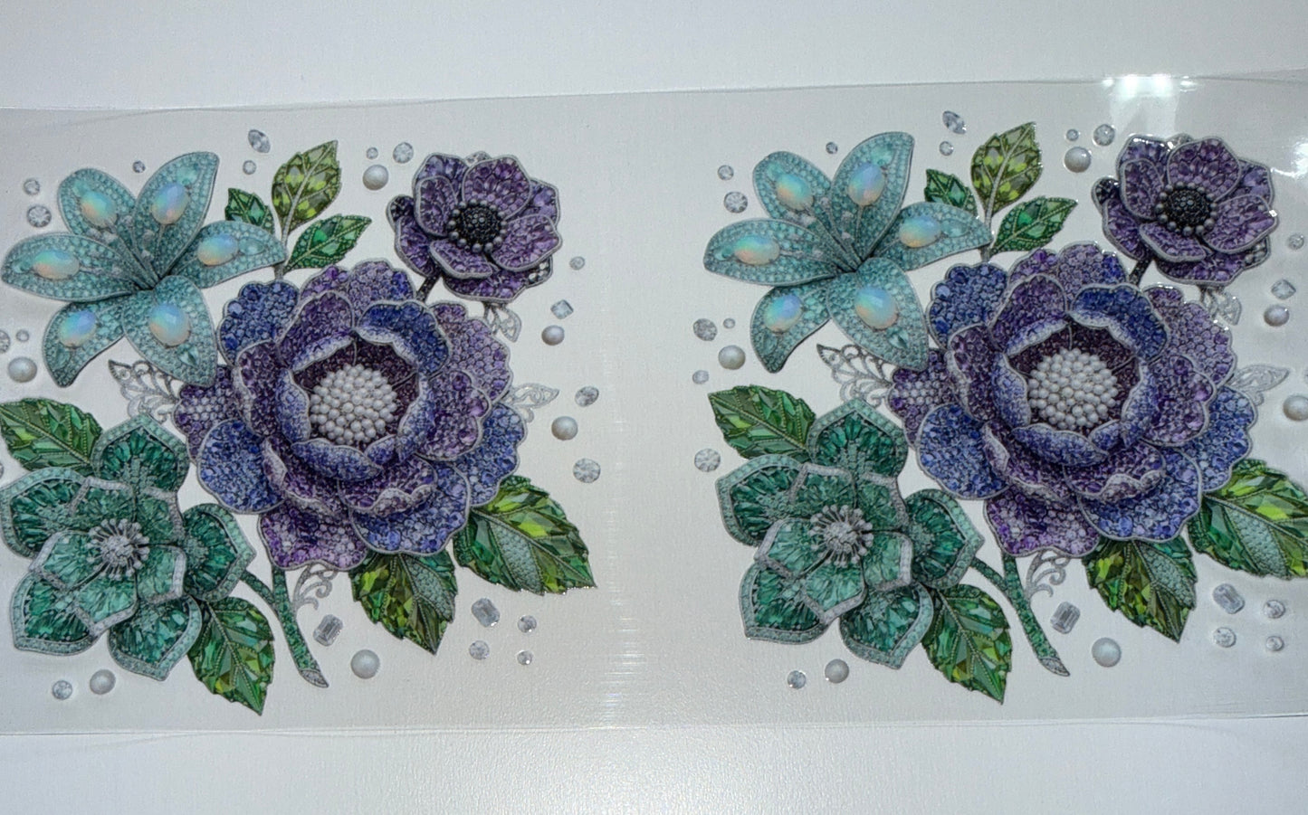 Faux Bling Flowers - 16oz Uv DTF Cup Wrap