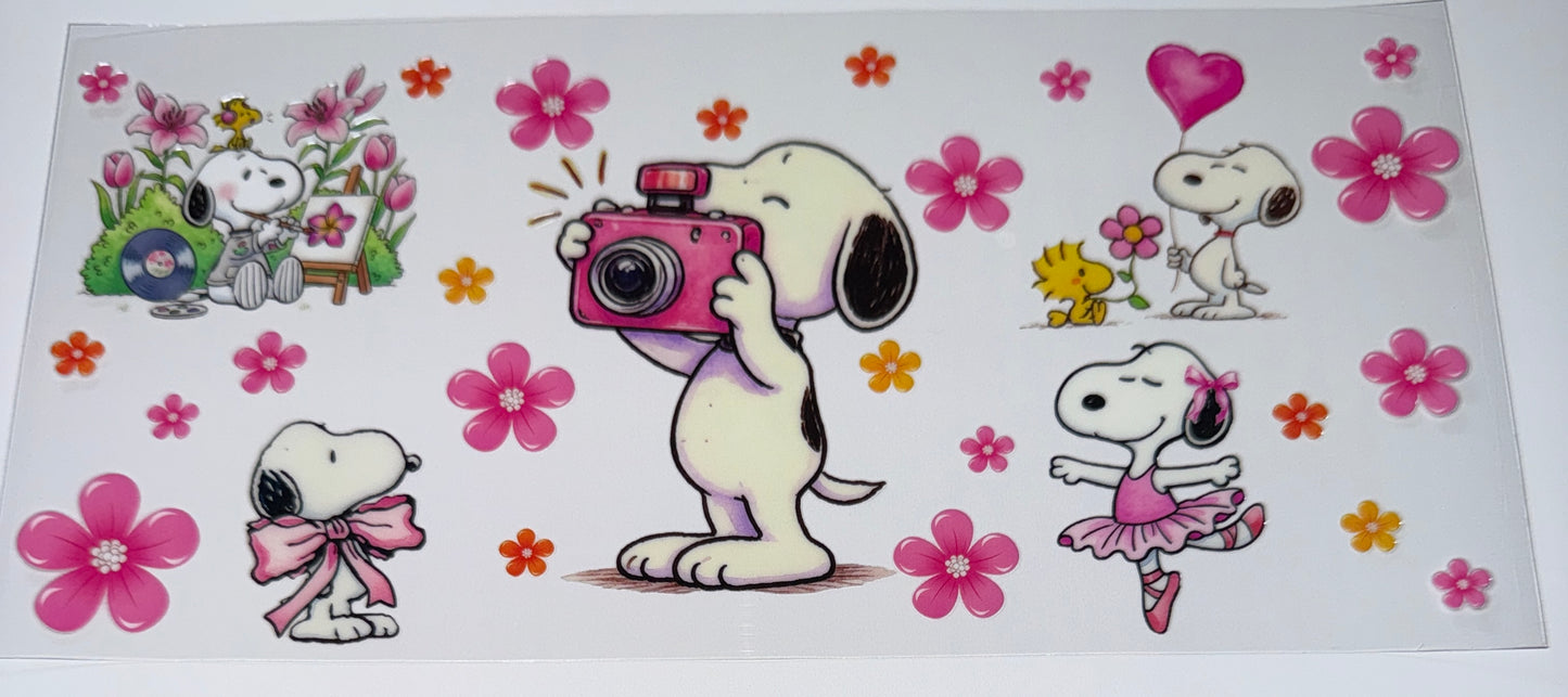 White Dog Photo - 16oz Uv DTF Cup Wrap
