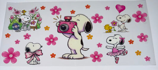 White Dog Photo - 16oz Uv DTF Cup Wrap