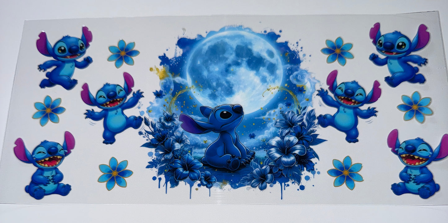 Blue Guy Moon - 16oz Uv DTF Cup Wrap