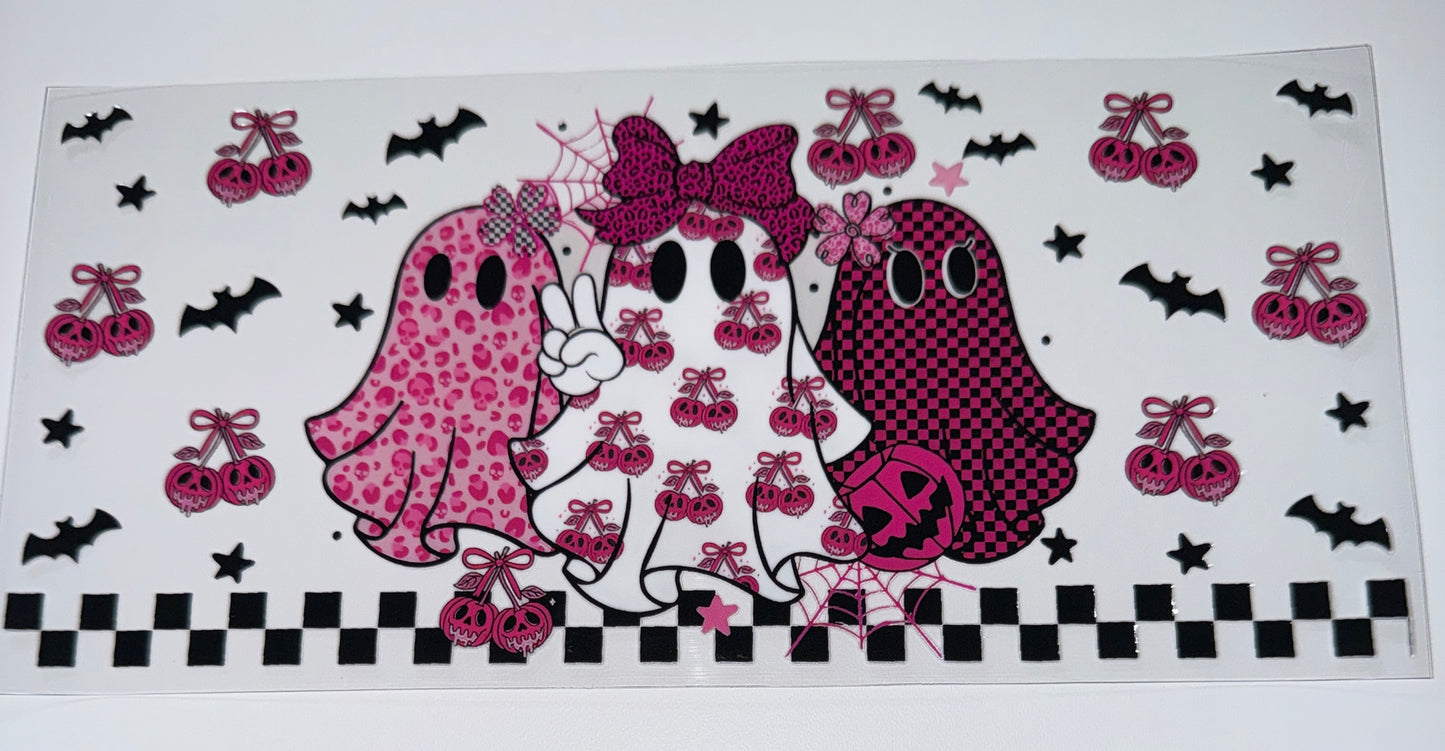 Pink Ghost Cherries - 16oz Uv DTF Cup Wrap