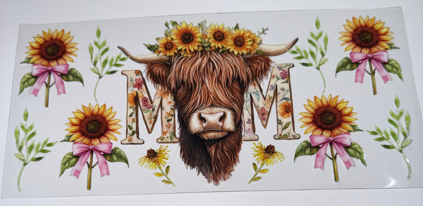 Mom Highland Cow - 16oz Uv DTF Cup Wrap
