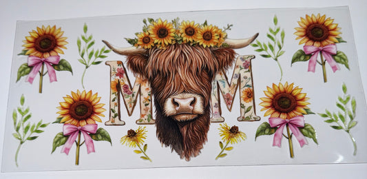 Mom Highland Cow - 16oz Uv DTF Cup Wrap