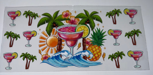 Fruit Drink on the Beach - 16oz Uv DTF Cup Wrap