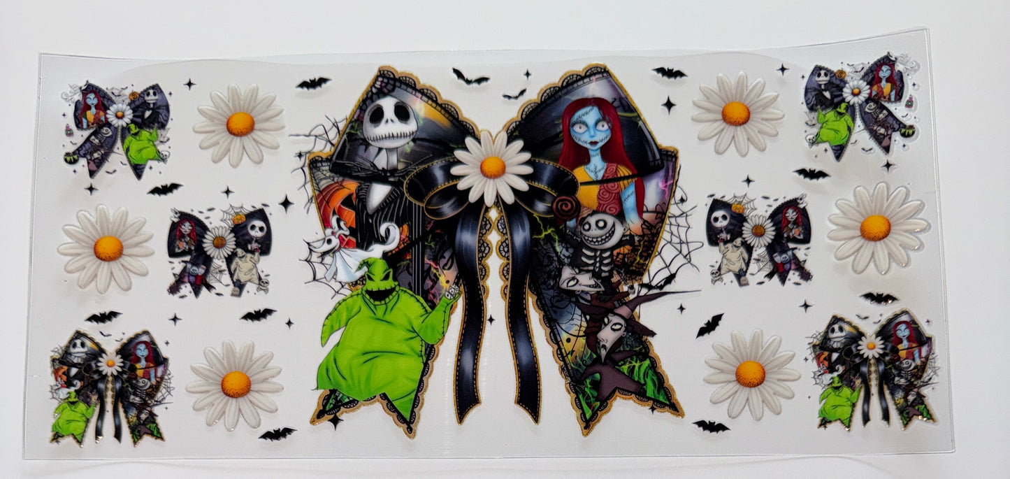 Nightmare Skelly Bow - 16oz UV DTF Cup Wrap