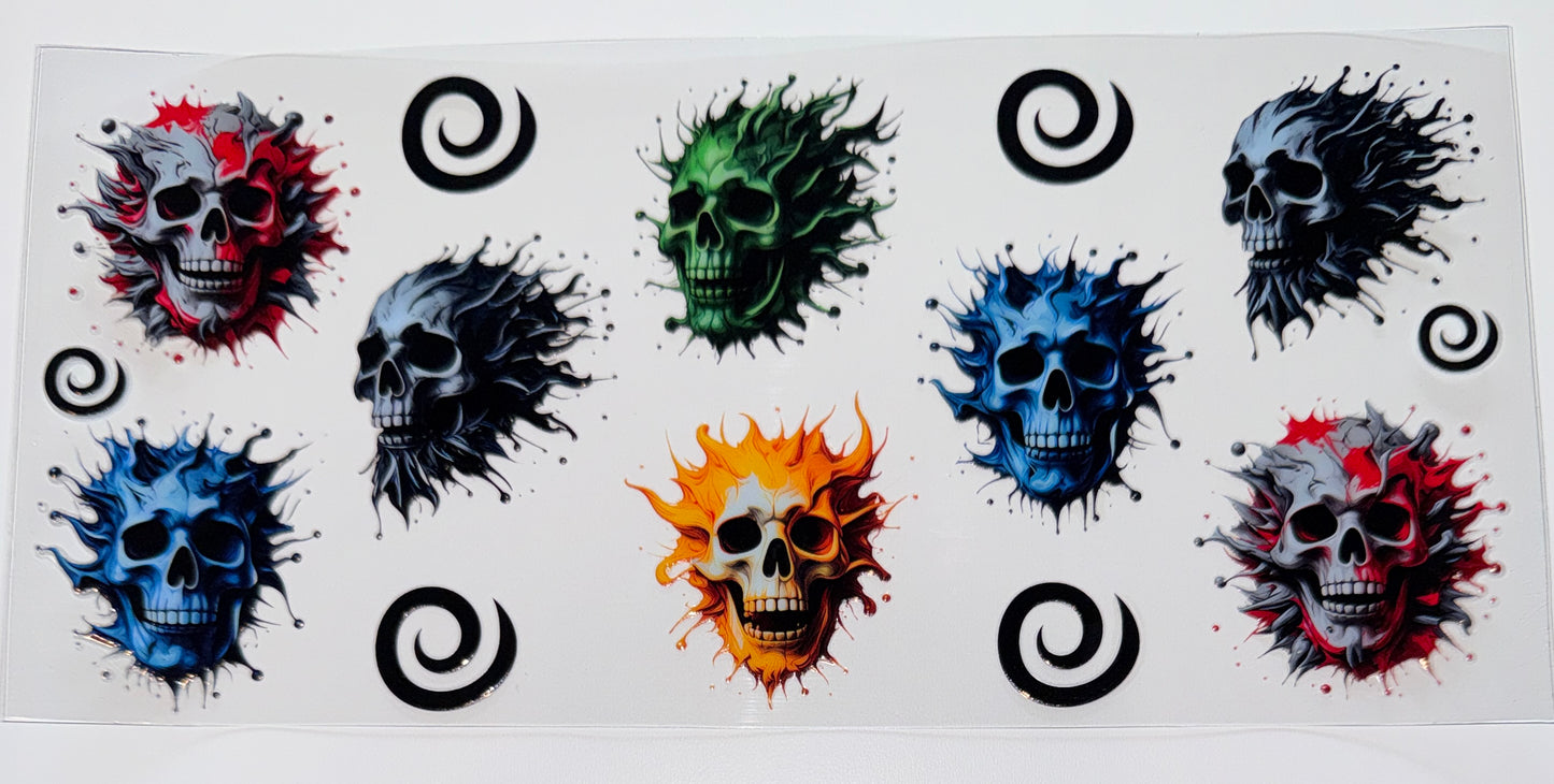 Colorful Skulls - 16oz UV DTF Cup Wrap
