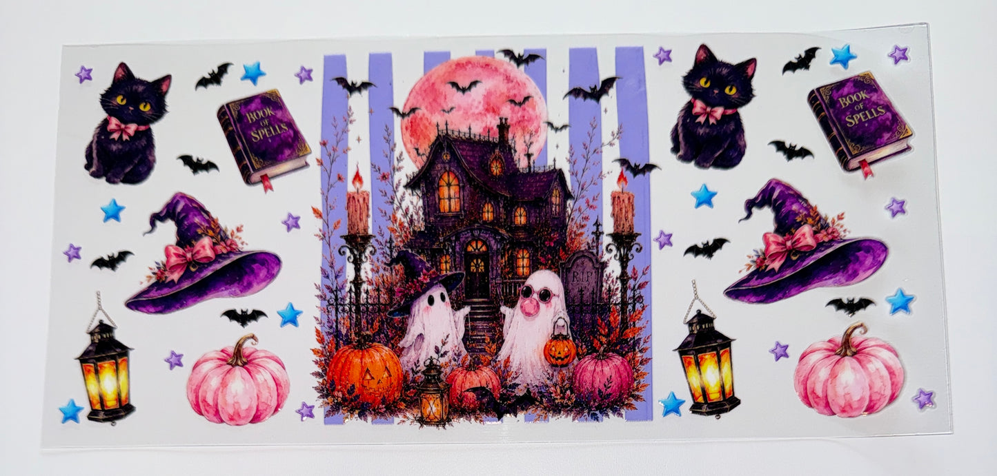 Haunted House 2 Ghost - 16oz UV DTF Cup Wrap