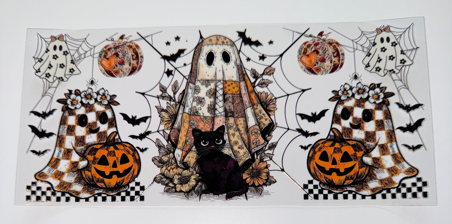 Patchwork Ghost - 16oz UV DTF Cup Wrap