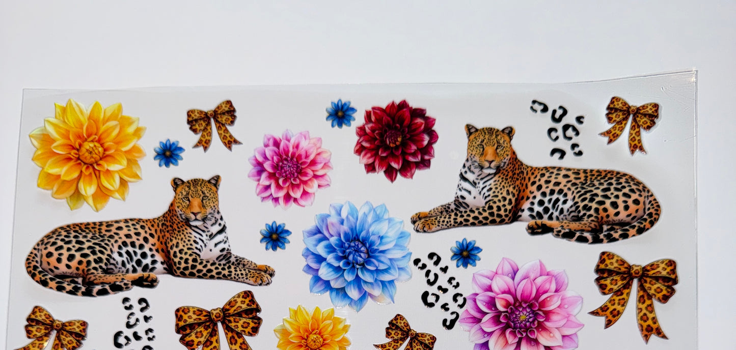 Floral Leopard - 16oz UV DTF Cup Wrap