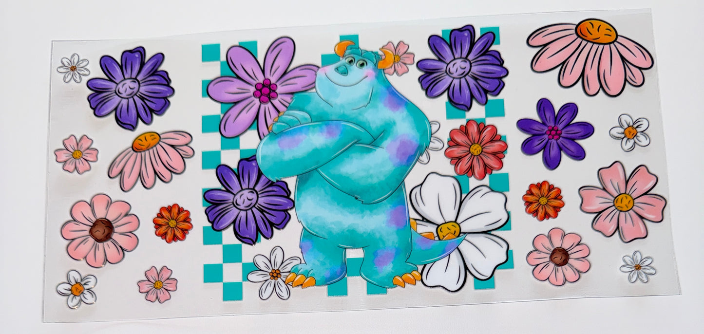 Blue Monster Floral - 16oz UV DTF Cup Wrap
