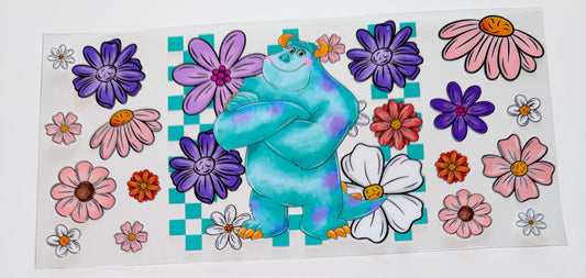 Blue Monster Floral - 16oz UV DTF Cup Wrap