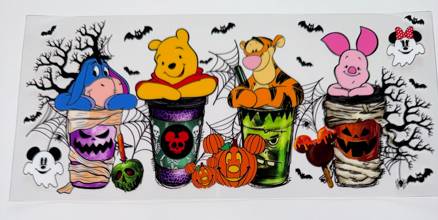 Bear Friends Spooky Drinks - 16oz UV DTF Cup Wrap