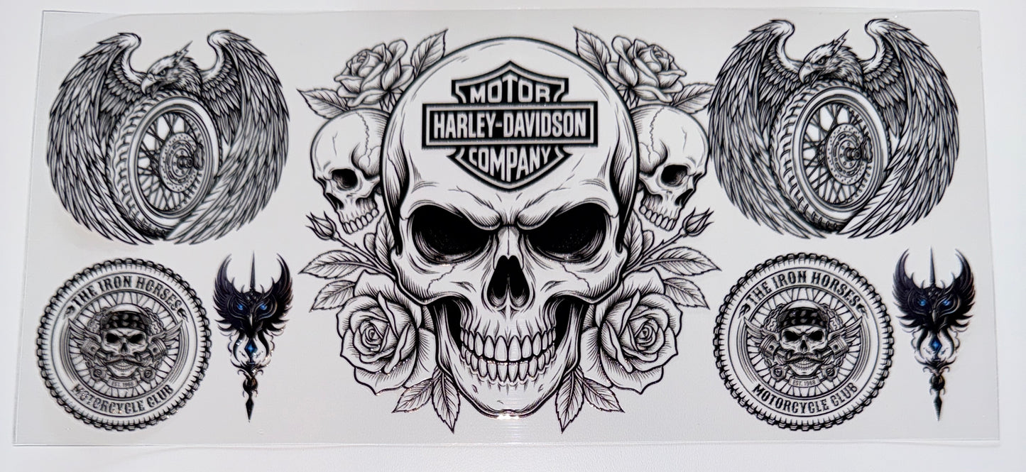 MotorCycle Skull - 16oz UV DTF Cup Wrap