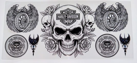 MotorCycle Skull - 16oz UV DTF Cup Wrap