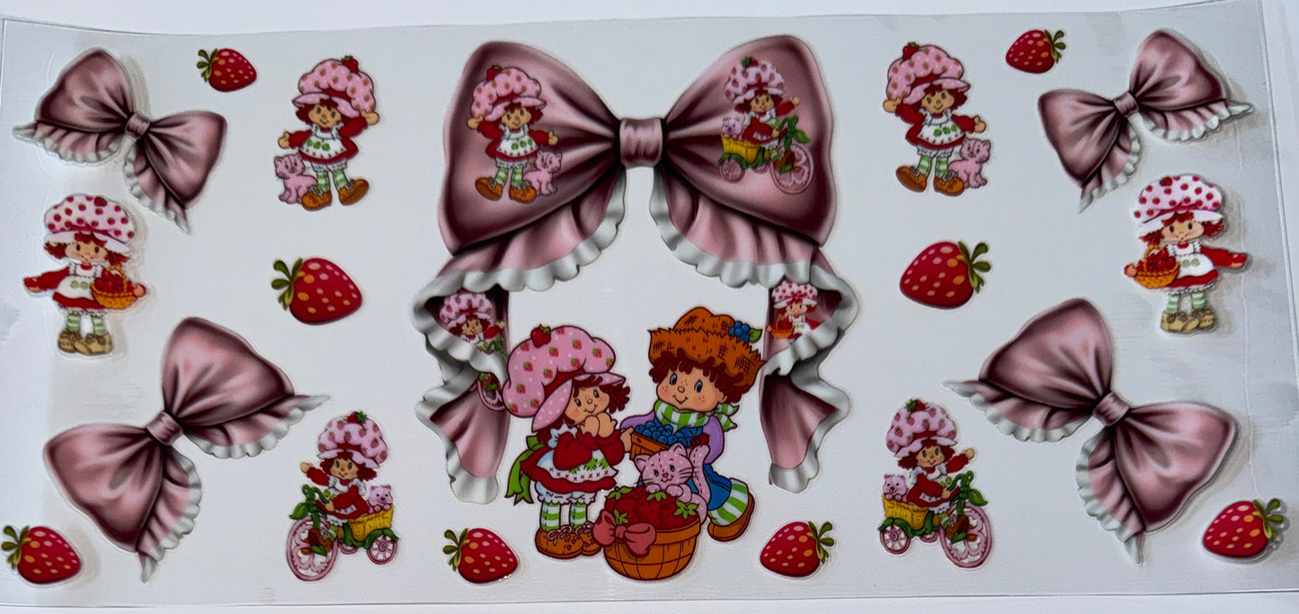 Strawberry Friend Bow - 16oz UV DTF Cup Wraps