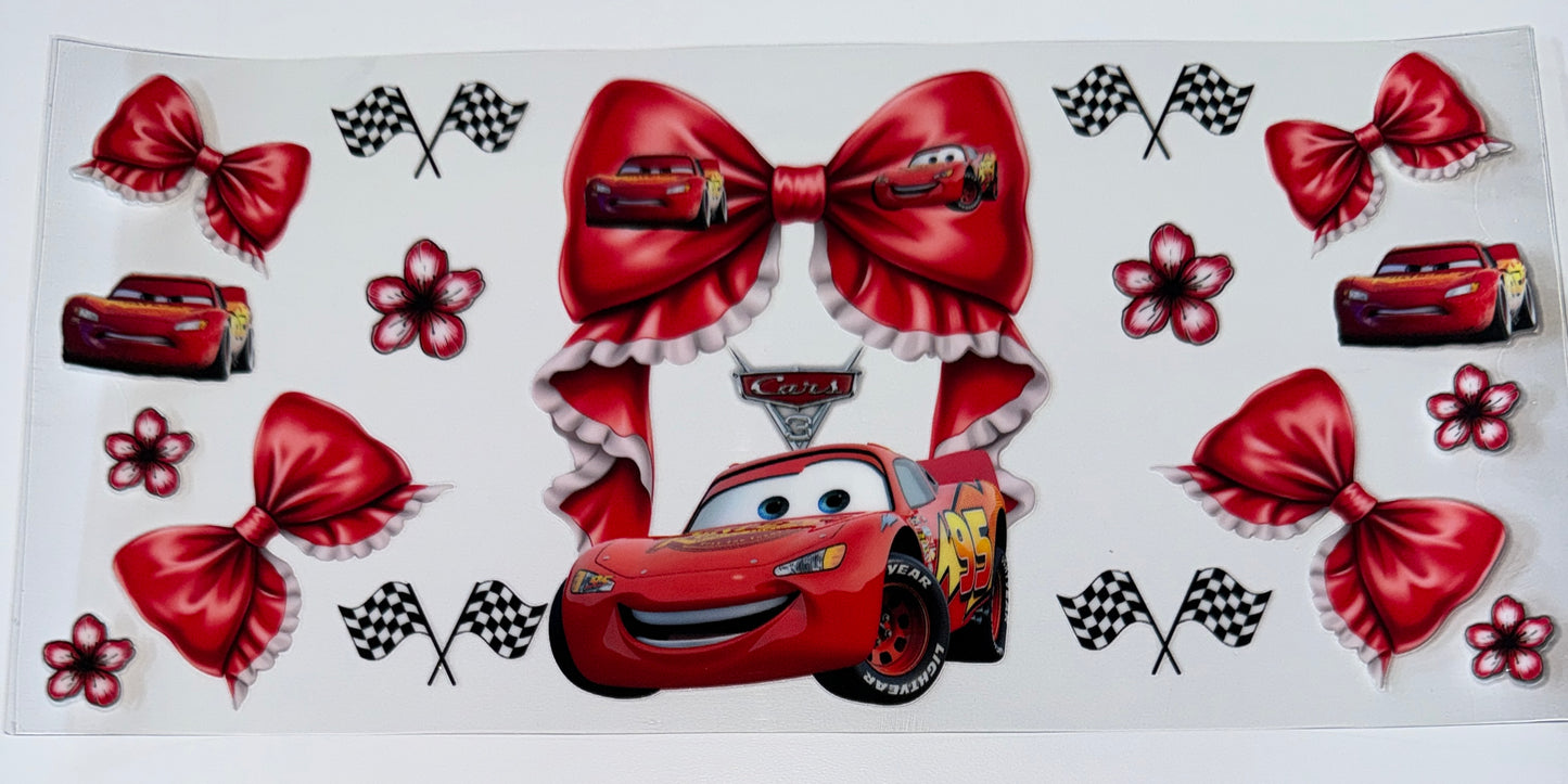 Red Car Bow - 16oz UV DTF Cup Wraps