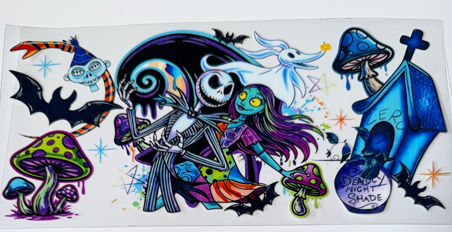 Skelly Nightmare Neon - 16oz UV DTF Cup Wraps