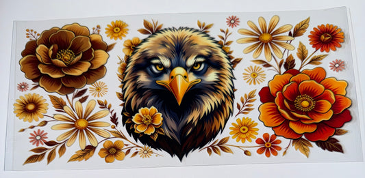 Eagle with Flowers - 16oz UV DTF Cup Wraps