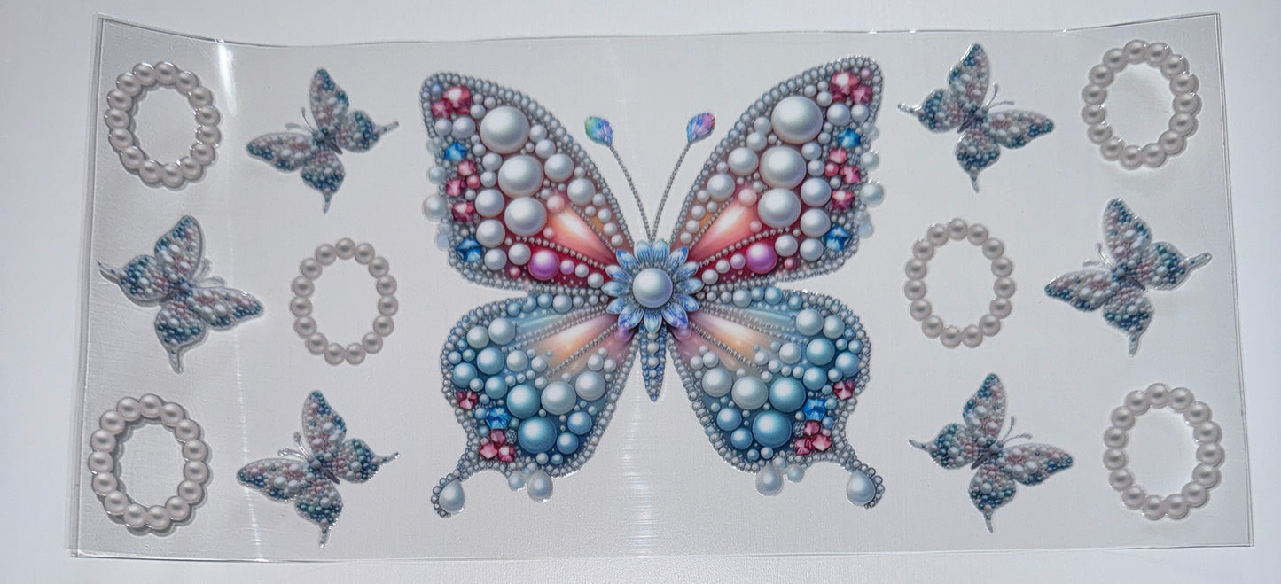 Pearl Butterfly - 16oz UV DTF Cup Wrap