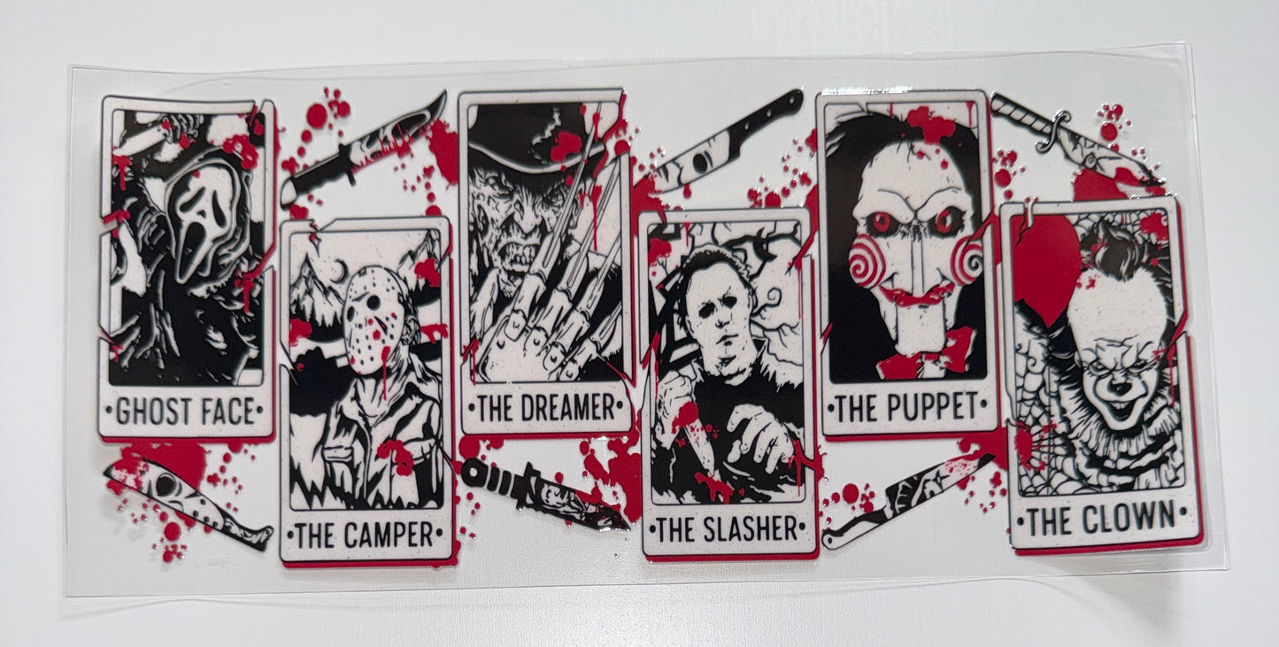 6 Horror Cards - 16oz UV DTF Cup Wrap