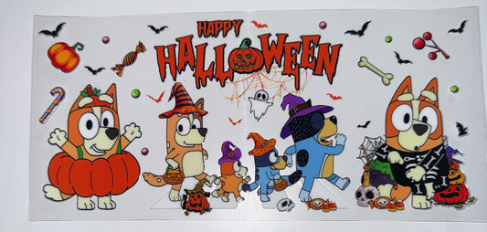 Blue Dog Halloween - 16oz UV DTF Cup Wrap