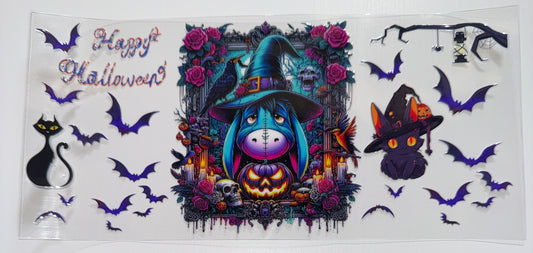 Halloween Blue Dino - 16oz UV DTF Cup Wrap