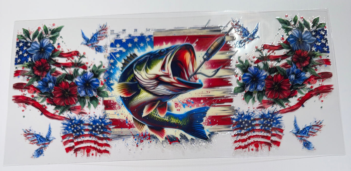 American Fishing - 16oz UV DTF Cup Wrap