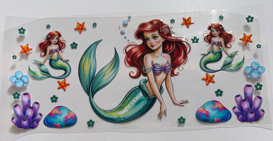 Red Head Mermaid - 16oz UV DTF Cup Wrap