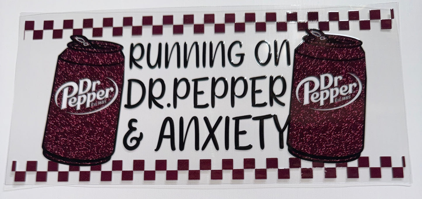 Running on Dr P and Anxiety - 16oz UV DTF Cup Wrap