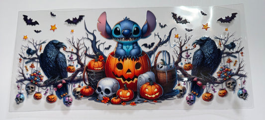 Blue guy in Pumpkin - 16oz UV DTF Cup Wrap