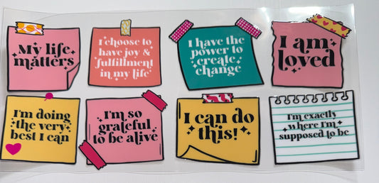Daily Affirmation Notes - 16oz UV DTF Cup Wrap