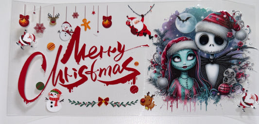 Merry Christmas Skelly - 16oz UV DTF Cup Wrap