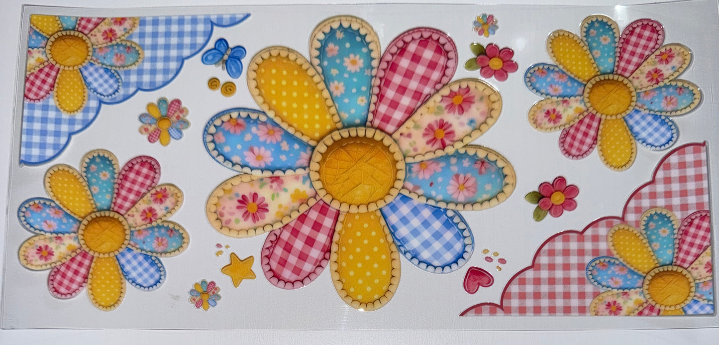 Patchwork Flower - 16oz UV DTF Cup Wrap