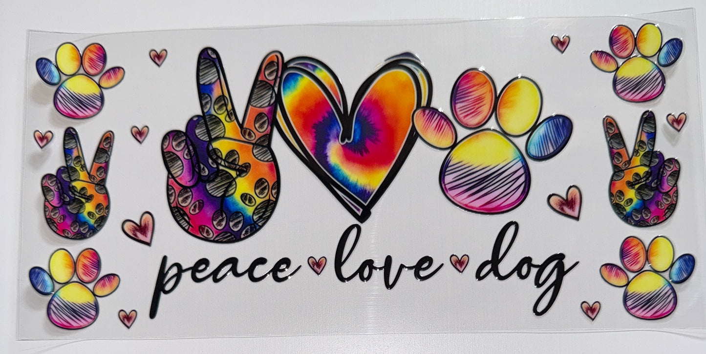 Peace Love Dog - 16oz UV DTF Cup Wrap