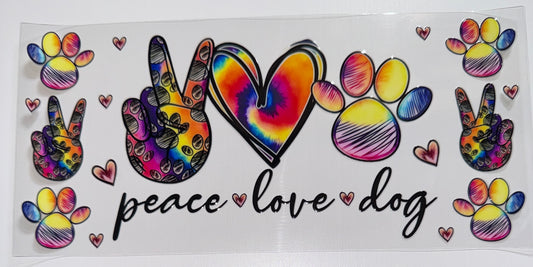 Peace Love Dog - 16oz UV DTF Cup Wrap